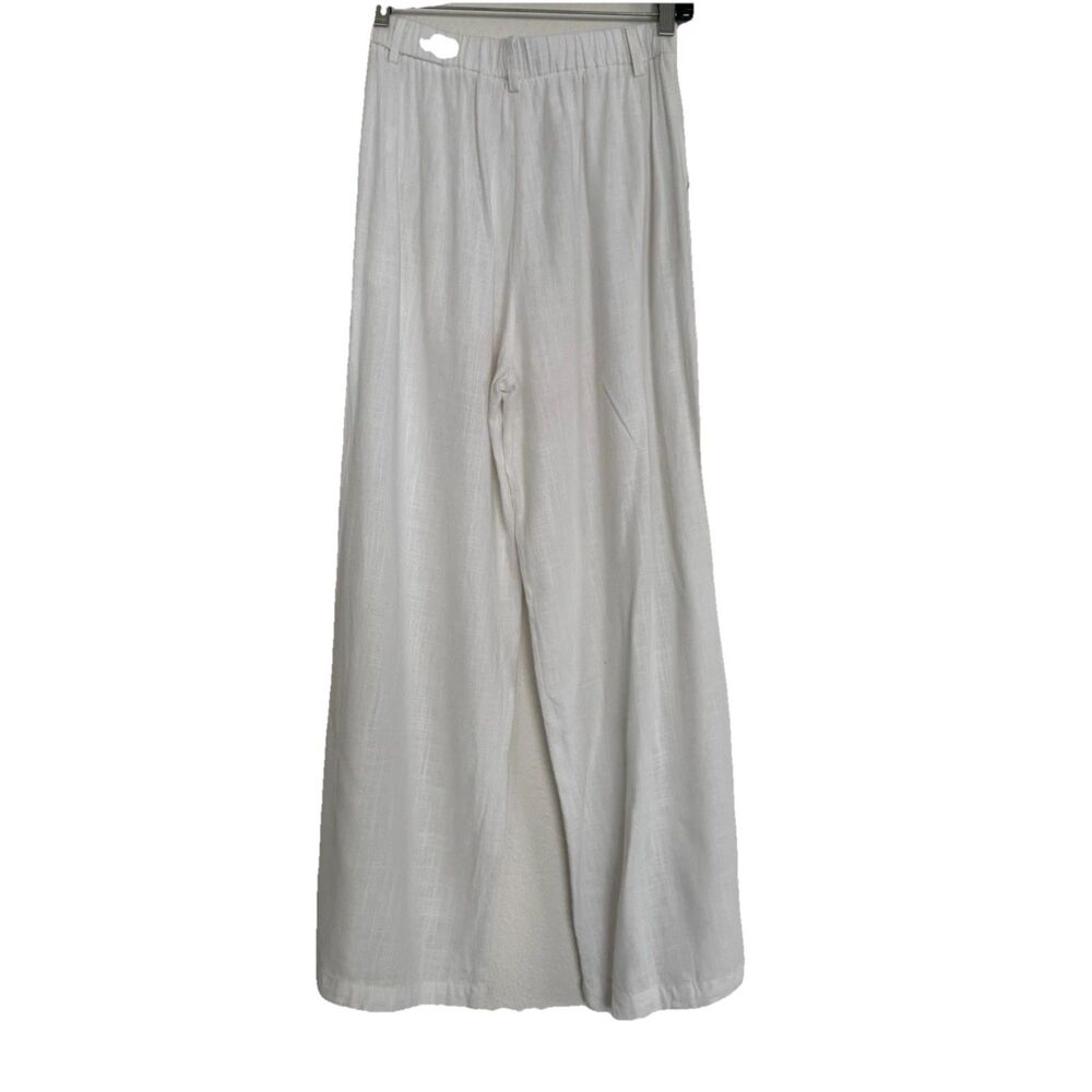 Solai  Linen/Polyester  Ivory White Pants Wide Leg Summer Beach Loose Fit Sz S - Picture 3 of 15